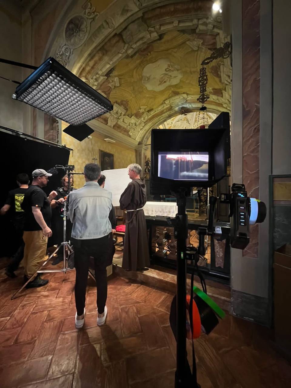 Lighting a scene inside a frescoed chapel