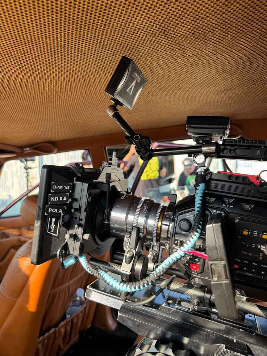 Camera rig red light closeup