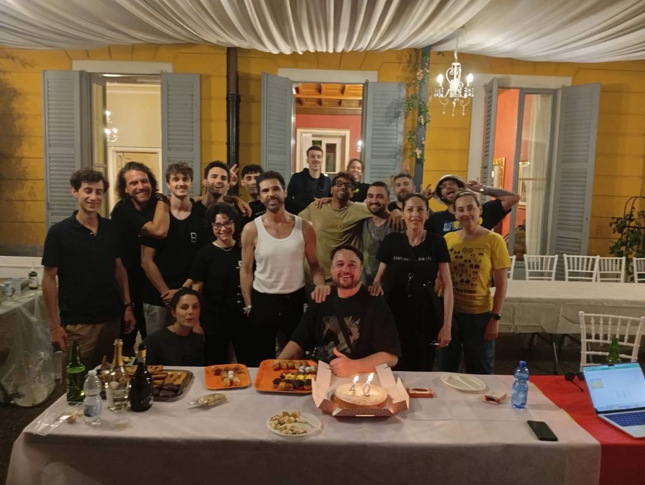 The cast and crew  -  and a 40th birthday cake