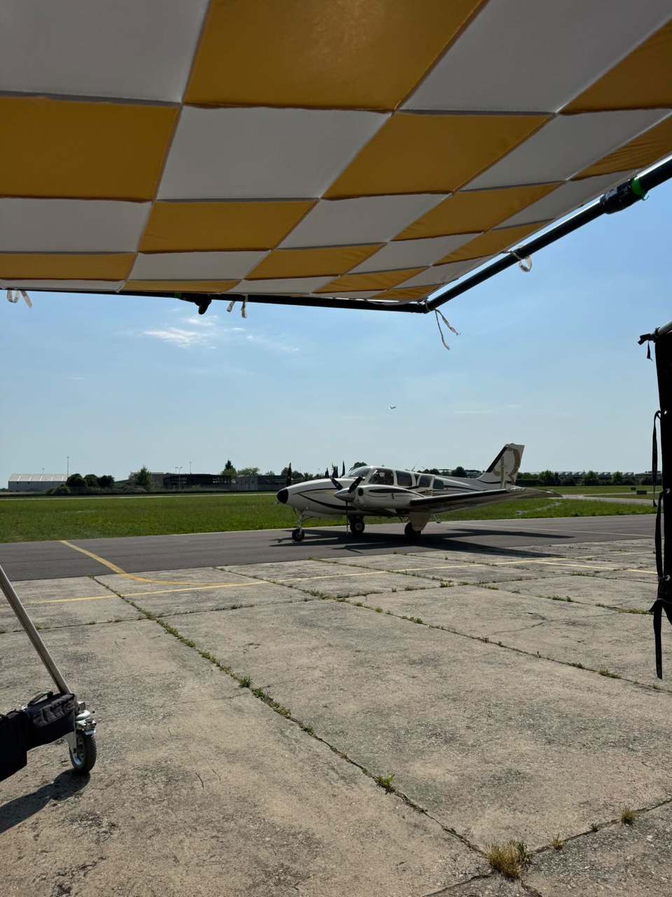 Checkered canopy plane
