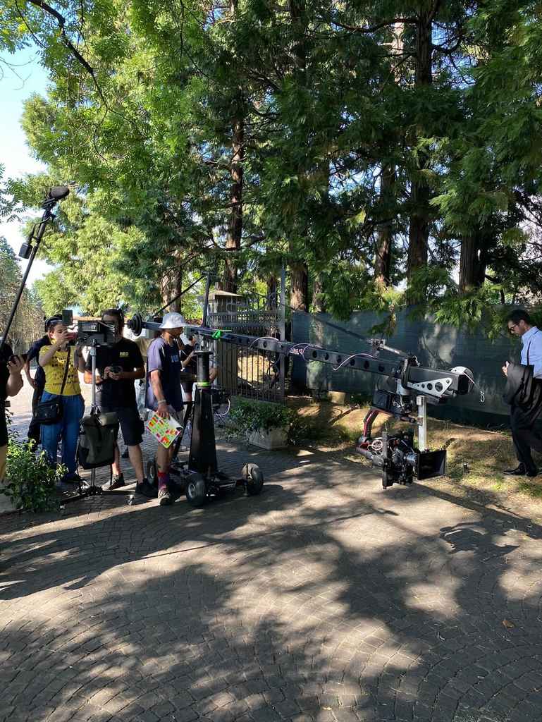 Crew under trees