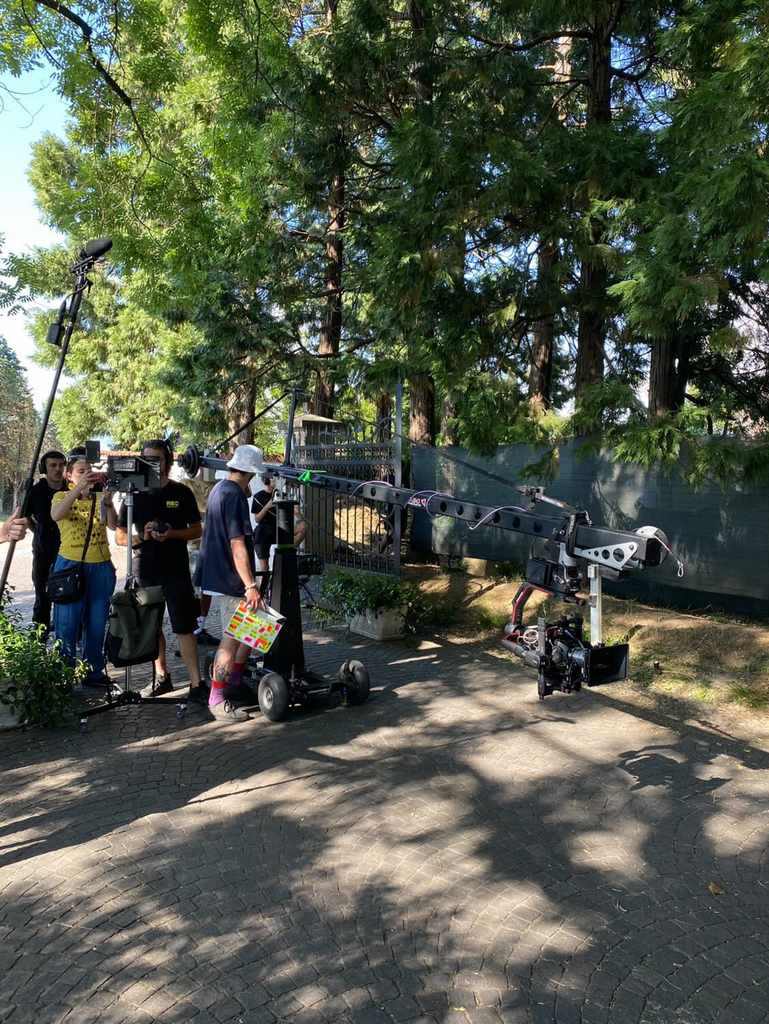 Crew under trees