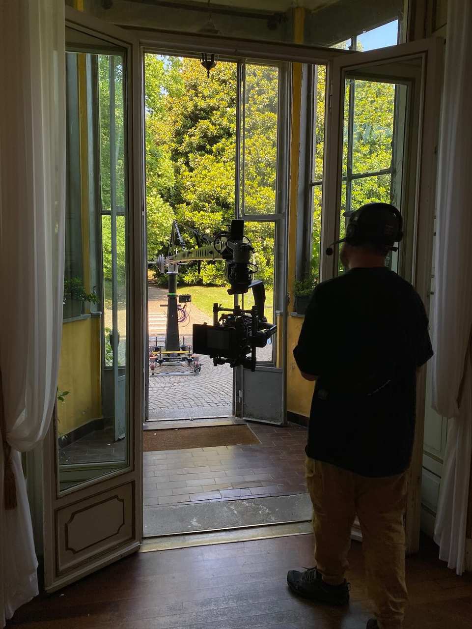 Entering villa doorway