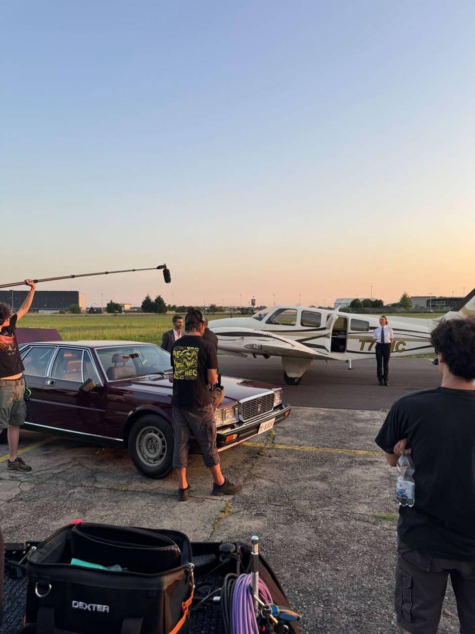 Filming car dusk road