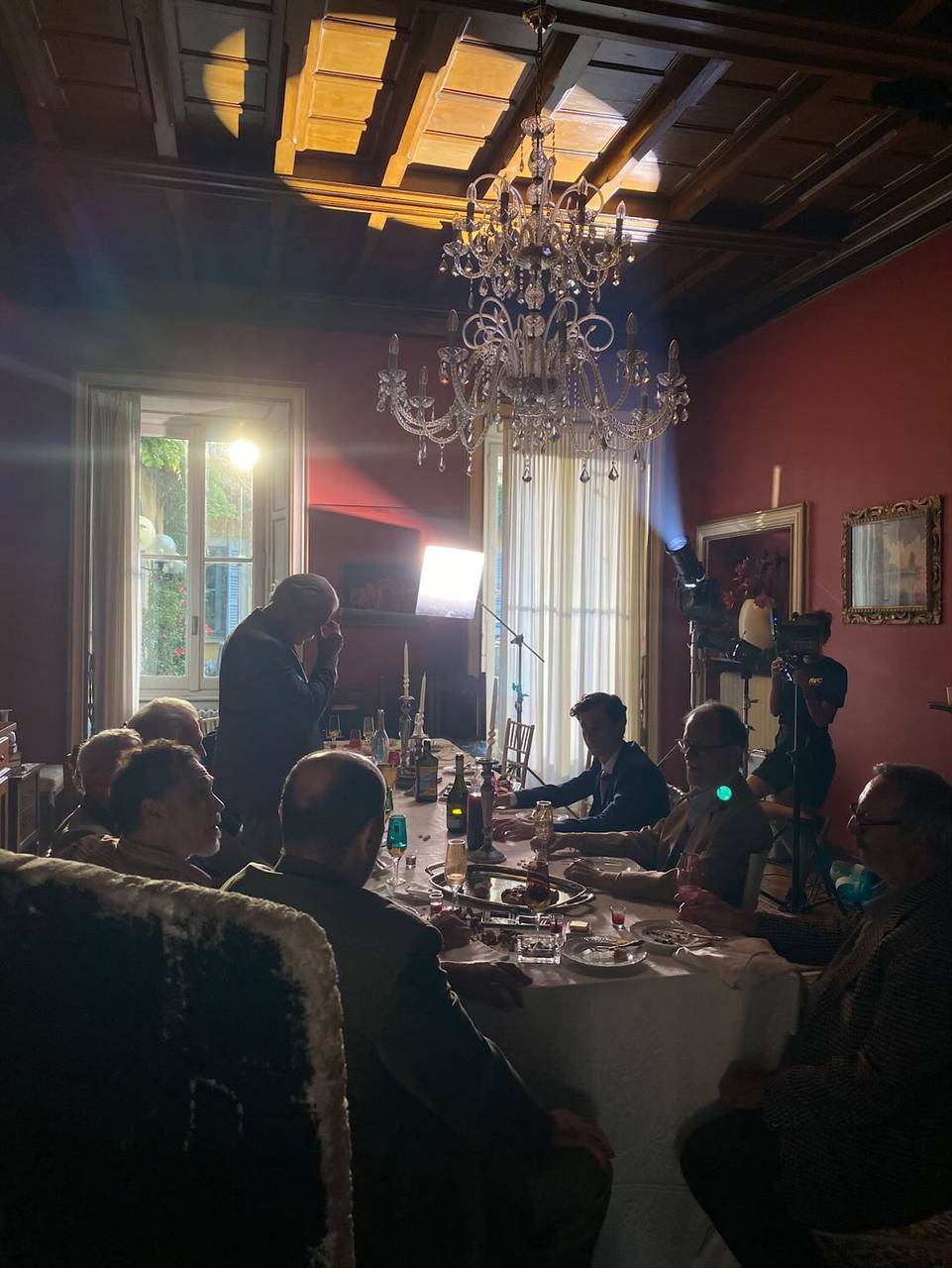 Filming dinner scene red room
