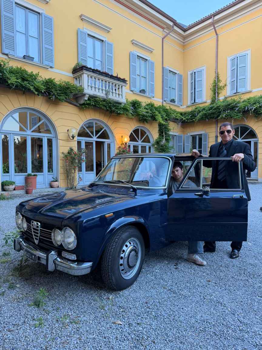 Vintage car villa facade